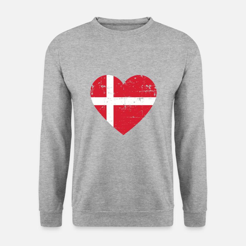 Dänemark Herz Flagge - Unisex Pullover - Weißgrau meliert