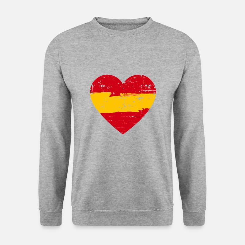 Spanien Herz Flagge - Unisex Pullover - Weißgrau meliert