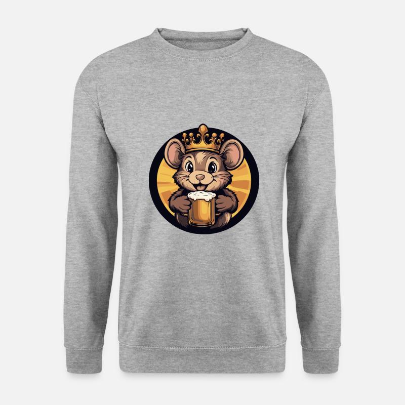 Maus Bier Comic - Unisex Pullover - Weißgrau meliert
