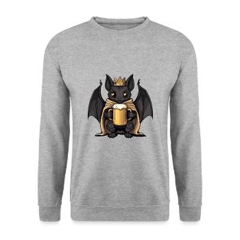 Fledermaus Bier Lustig - Unisex Pullover - Weißgrau meliert - Vorne - Alina (178cm) & Michal (187cm)