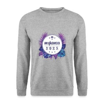 Mykonos 2025 - Unisex Pullover - Weißgrau meliert - Vorne - Alina (178cm) & Michal (187cm)