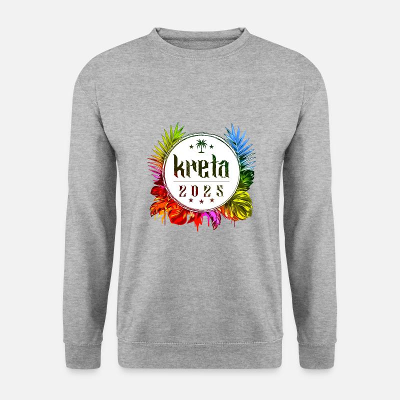Kreta 2025 Bunt - Unisex Pullover - Weißgrau meliert