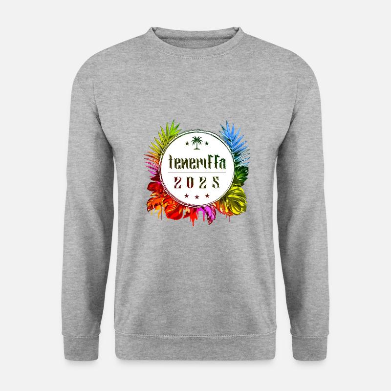 Teneriffa 2025 Bunt - Unisex Pullover - Weißgrau meliert