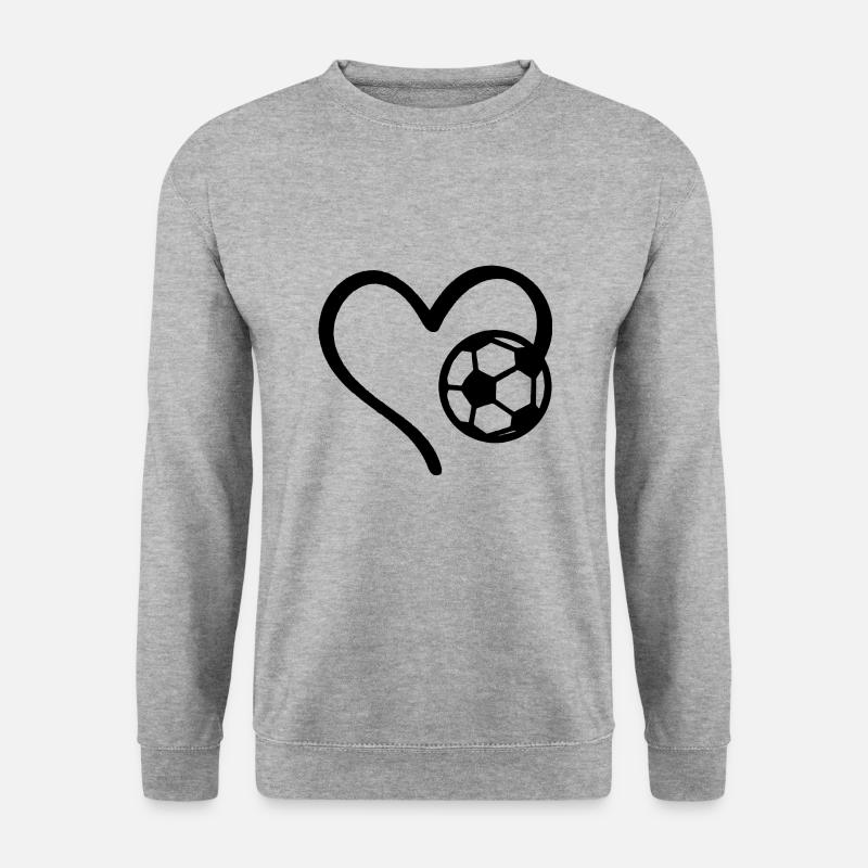 Fußball Herz - Unisex Pullover - Weißgrau meliert