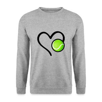 Tennis Heart Tennis Ball - Unisex Sweatshirt - salt & pepper - Front - Alina (178cm) & Michal (187cm)