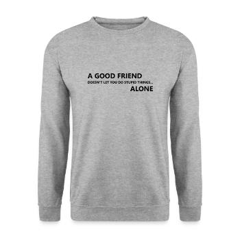 Good Friends & Stupid Things - Unisex Sweatshirt - salt & pepper - Front - Alina (178cm) & Michal (187cm)