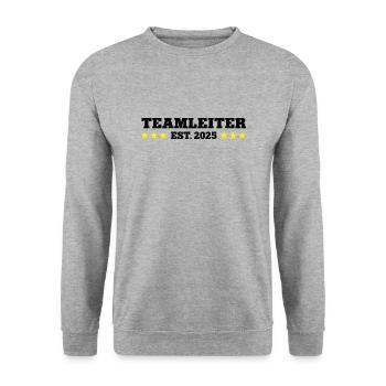 Teamleiter 2025 Gruppenleiter Teamleitung Leiter - Unisex Pullover - Weißgrau meliert - Vorne - Alina (178cm) & Michal (187cm)
