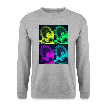 4 x Riesenrad Wien Artfunkle Style - Unisex Pullover - Weißgrau meliert - Vorne - Alina (178cm) & Michal (187cm)