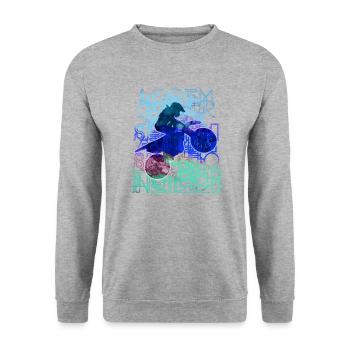 motorrad, motorcycle, biker, graffiti, malerei - Unisex Pullover - Weißgrau meliert - Vorne - Alina (178cm) & Michal (187cm)