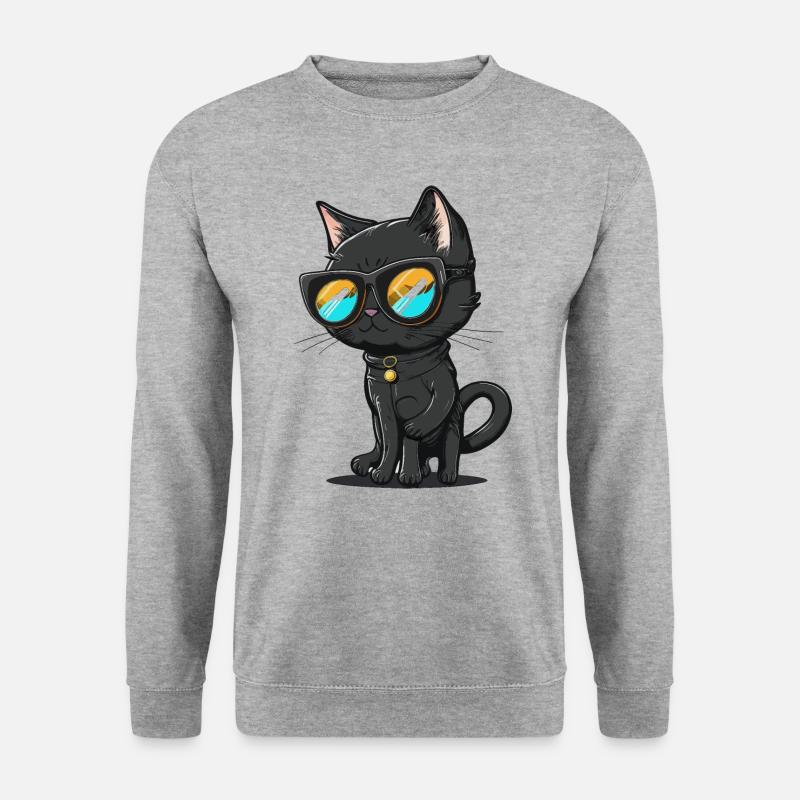 Katzenmode - Unisex Pullover - Weißgrau meliert