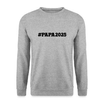 Papa 2025 Ich Werde Vater Dad To Be Daddy Werden - Unisex Pullover - Weißgrau meliert - Vorne - Alina (178cm) & Michal (187cm)