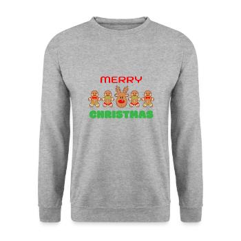 Série de rennes en pain d’épice - Tenue de Noël - Sweat-shirt Unisexe - gris chiné - Devant - Alina (178cm) & Michal (187cm)