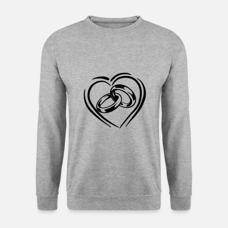 Zwei Ringe / Verlobungsringe / Eheringe - Unisex Pullover - Weißgrau meliert