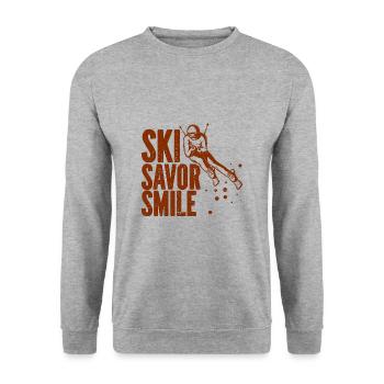 Skiing Snowboard Mountains Holiday Snow Freestyle - Unisex Sweatshirt - salt & pepper - Front - Alina (178cm) & Michal (187cm)