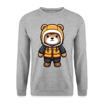 Bear Comic Winter - Unisex Sweatshirt - salt & pepper - Front - Alina (178cm) & Michal (187cm)