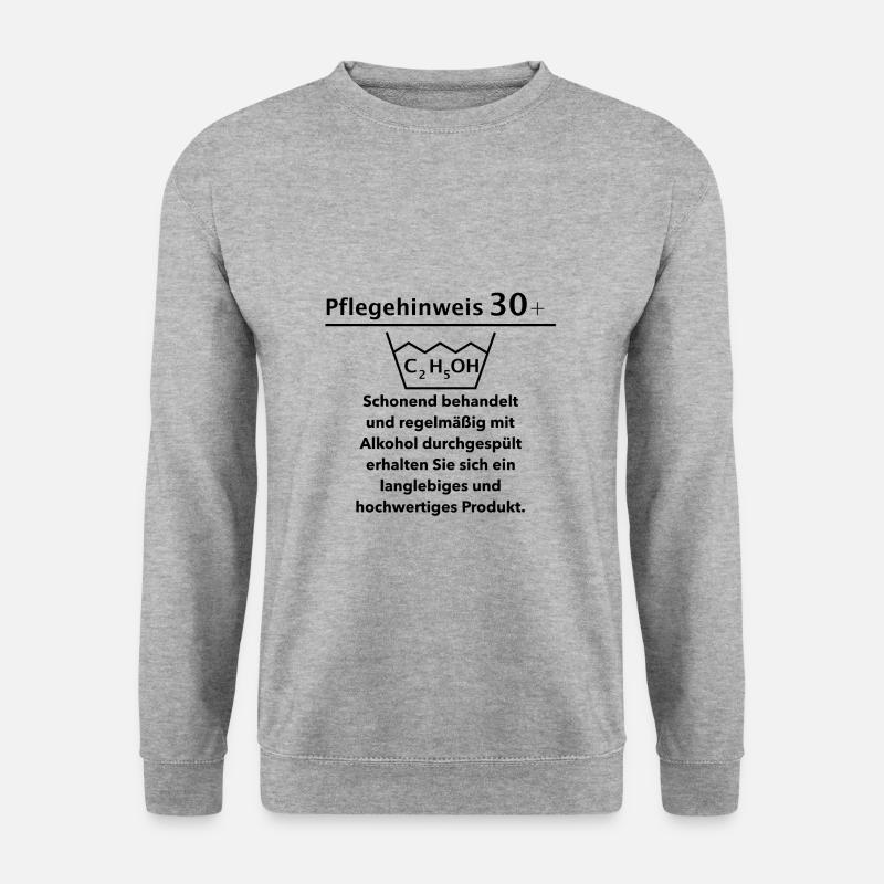 Pflegehinweis 30 - 30. Geburtstag - Unisex Pullover - Weißgrau meliert