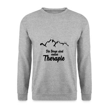 Mountains Are My Therapy Saying Gift Climbing - Unisex Sweatshirt - salt & pepper - Front - Alina (178cm) & Michal (187cm)
