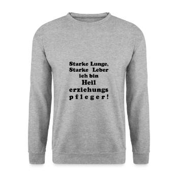 Heilerziehungspfleger Lustiger Spruch Geschenkidee - Unisex Pullover - Weißgrau meliert - Vorne - Alina (178cm) & Michal (187cm)