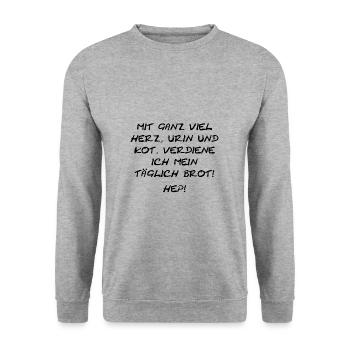 Heilerziehungspfleger Lustiger Spruch Geschenkidee - Unisex Pullover - Weißgrau meliert - Vorne - Alina (178cm) & Michal (187cm)
