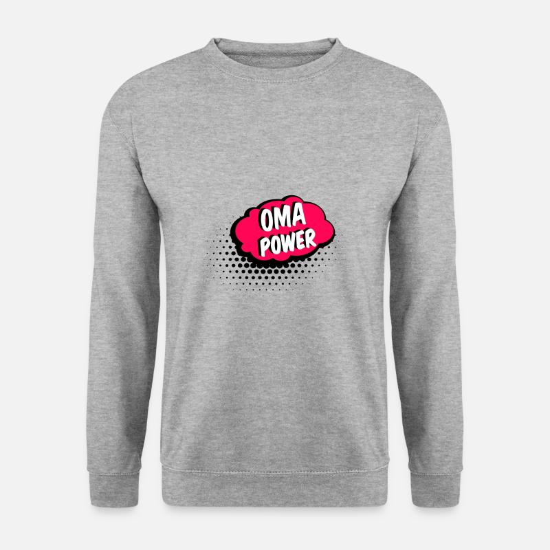 Oma Power Geschenk - Unisex Pullover - Weißgrau meliert