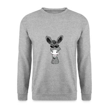 Funny donkey with sunglasses gift idea horses - Unisex Sweatshirt - salt & pepper - Front - Alina (178cm) & Michal (187cm)