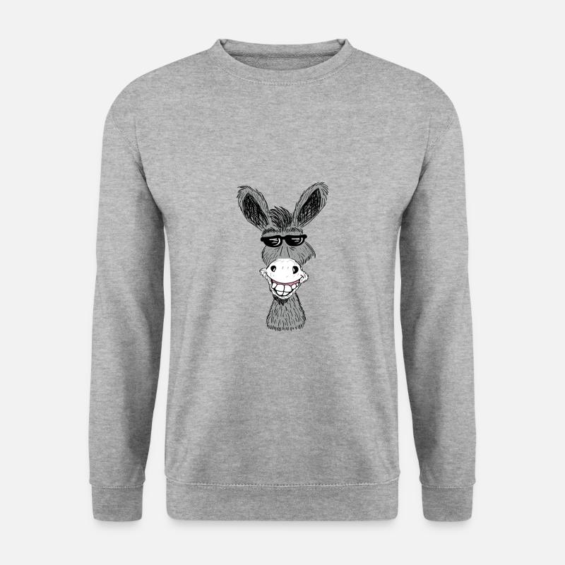 Lustiger Esel Mit Sonnenbrille Geschenkidee Pferde - Unisex Pullover - Weißgrau meliert