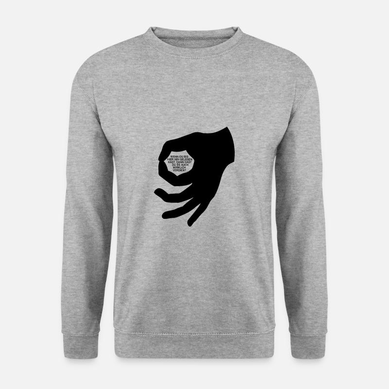 Reingeguckt Handzeichen Loch Kreis Lustiger Spruch - Unisex Pullover - Weißgrau meliert