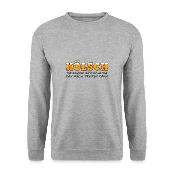 Kölsch Geschenkidee für Kölner - Unisex Pullover - Weißgrau meliert - Vorne - Alina (178cm) & Michal (187cm)