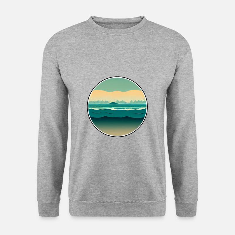 Blue Sky Waves / Blauer Himmel und Wellen - Unisex Pullover - Weißgrau meliert