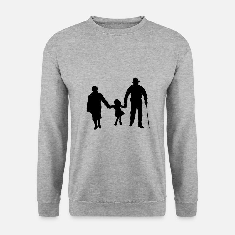 Grosseltern Und Kind - Unisex Pullover - Weißgrau meliert