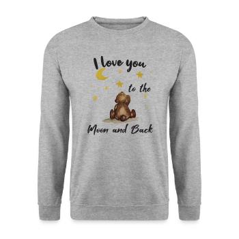 Je t'aime à la lune et retour petit ours - Sweat-shirt Unisexe - gris chiné - Devant - Alina (178cm) & Michal (187cm)