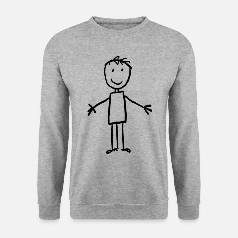 Lustiges Strichmännchen-Umarmungsdesign - Unisex Pullover - Weißgrau meliert