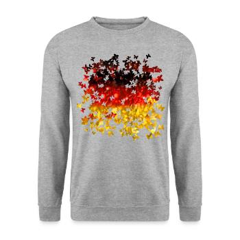 03 Deutschlandflagge Deutschlandfahne romantisch - Unisex Pullover - Weißgrau meliert - Vorne - Alina (178cm) & Michal (187cm)