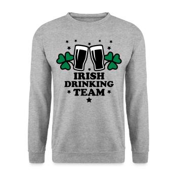 Irish Drinking team member seamróg seamair - Unisex Pullover - Weißgrau meliert - Vorne - Alina (178cm) & Michal (187cm)