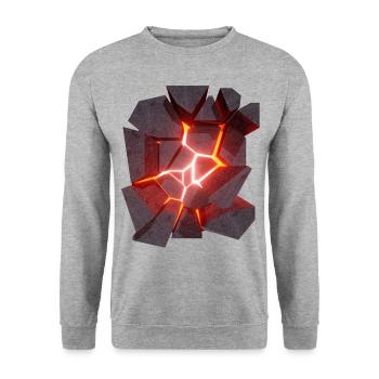 Glowing Lava Volcano 3D Design - Unisex Sweatshirt - salt & pepper - Front - Alina (178cm) & Michal (187cm)