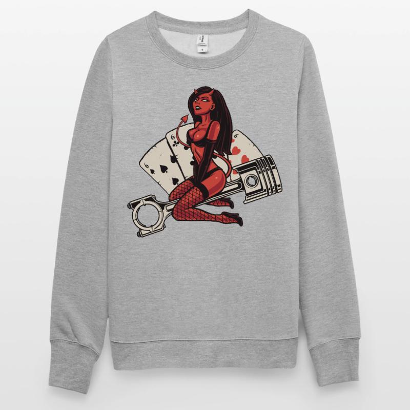 Hot Devil 666 rides on engine piston Unisex Sweatshirt