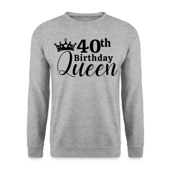 40. Geburtstag - Unisex Pullover - Weißgrau meliert - Vorne - Alina (178cm) & Michal (187cm)