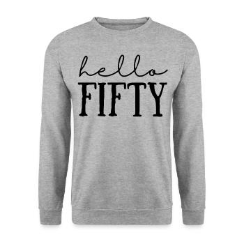50th birthday - Unisex Sweatshirt - salt & pepper - Front - Alina (178cm) & Michal (187cm)