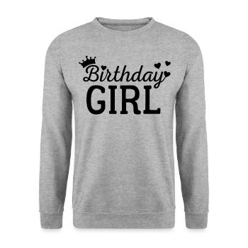 Birthday girl - Unisex Sweatshirt - salt & pepper - Front - Alina (178cm) & Michal (187cm)