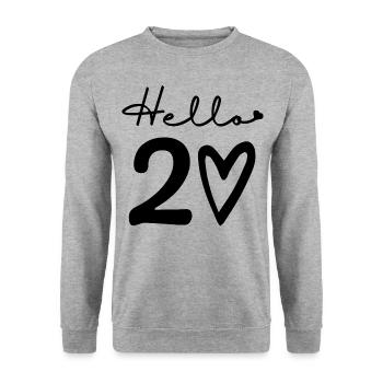 bonjour 20. 20e anniversaire - Sweat-shirt Unisexe - gris chiné - Devant - Alina (178cm) & Michal (187cm)