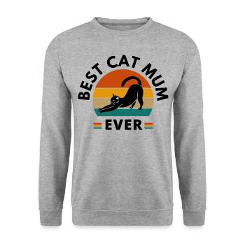 BEST CAT MUM EVER - Unisex Sweatshirt - salt & pepper - Front - Alina (178cm) & Michal (187cm)