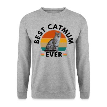 BESTE KATZENMAMA ALLER ZEITEN - Unisex Pullover - Weißgrau meliert - Vorne - Alina (178cm) & Michal (187cm)