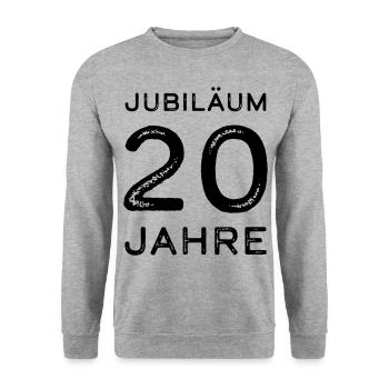 Jubiläum 20 Jahre Firmenjubiläum Geschenk - Unisex Pullover - Weißgrau meliert - Vorne - Alina (178cm) & Michal (187cm)