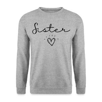 sister - Unisex Sweatshirt - salt & pepper - Front - Alina (178cm) & Michal (187cm)