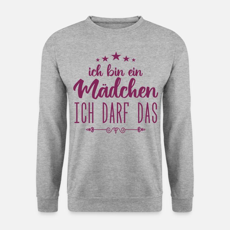 Mädchen Ich darf das, ich bin ein Mädchen - Unisex Pullover - Weißgrau meliert