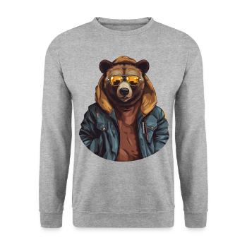 Street style bear | Bear Lovers - Unisex Sweatshirt - salt & pepper - Front - Alina (178cm) & Michal (187cm)