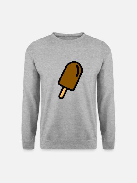 Ein braunes Schokoladeneis am Stiel - Unisex Pullover - Weißgrau meliert