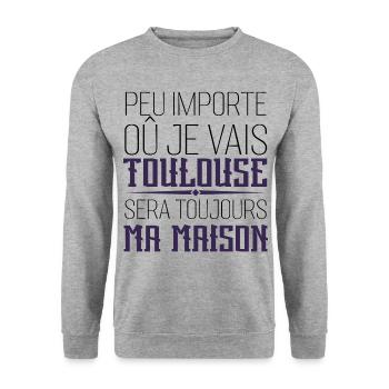 toulouse chez moi cadeau homme femme Toulouse - Sweat-shirt Unisexe - gris chiné - Devant - Alina (178cm) & Michal (187cm)