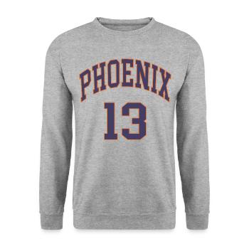 Phoenix 13 - Unisex Pullover - Weißgrau meliert - Vorne - Alina (178cm) & Michal (187cm)