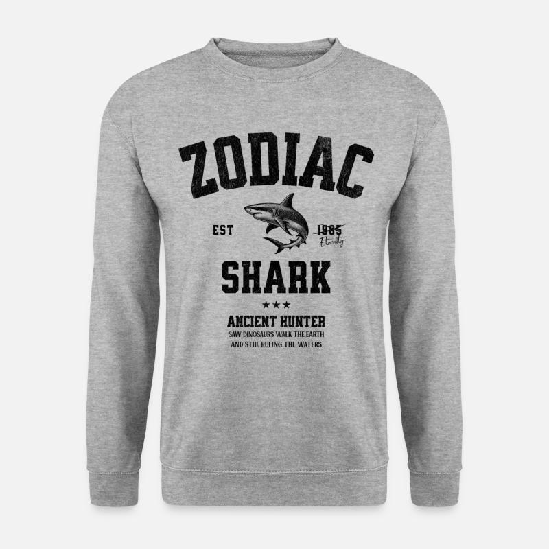 "Zodiac Sign Shark" - Unisex Pullover - Weißgrau meliert
